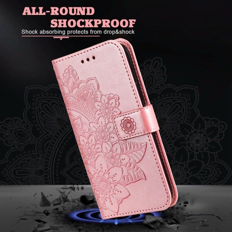 For Google Pixel 9 7-petal Flowers Embossing Leather Phone Case(Rose Gold) - Google Cases by PMC TechLife | Online Shopping South Africa | PMC TechLife | Buy Now Pay Later Mobicred