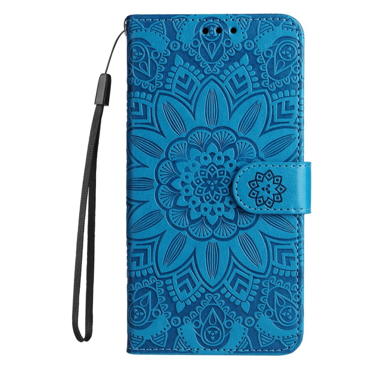 For Google Pixel 9 Pro Embossed Sunflower Leather Phone Case(Blue) - Google Cases by PMC Jewellery | Online Shopping South Africa | PMC Jewellery | Buy Now Pay Later Mobicred