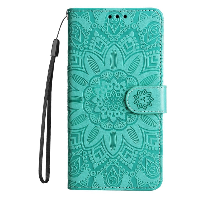 For Google Pixel 9 Embossed Sunflower Leather Phone Case(Green) - Google Cases by PMC TechLife | Online Shopping South Africa | PMC TechLife | Buy Now Pay Later Mobicred