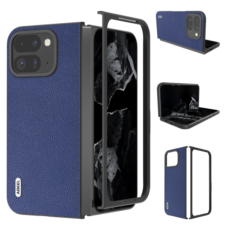 For Google Pixel 9 Pro Fold ABEEL Black Edge Genuine Leather Mino Phone Case(Royal Blue) - Google Cases by PMC Jewellery | Online Shopping South Africa | PMC Jewellery | Buy Now Pay Later Mobicred