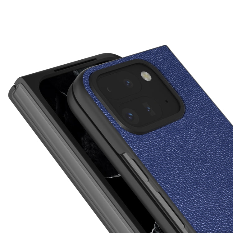 For Google Pixel 9 Pro Fold ABEEL Black Edge Genuine Leather Mino Phone Case(Royal Blue) - Google Cases by PMC Jewellery | Online Shopping South Africa | PMC Jewellery | Buy Now Pay Later Mobicred