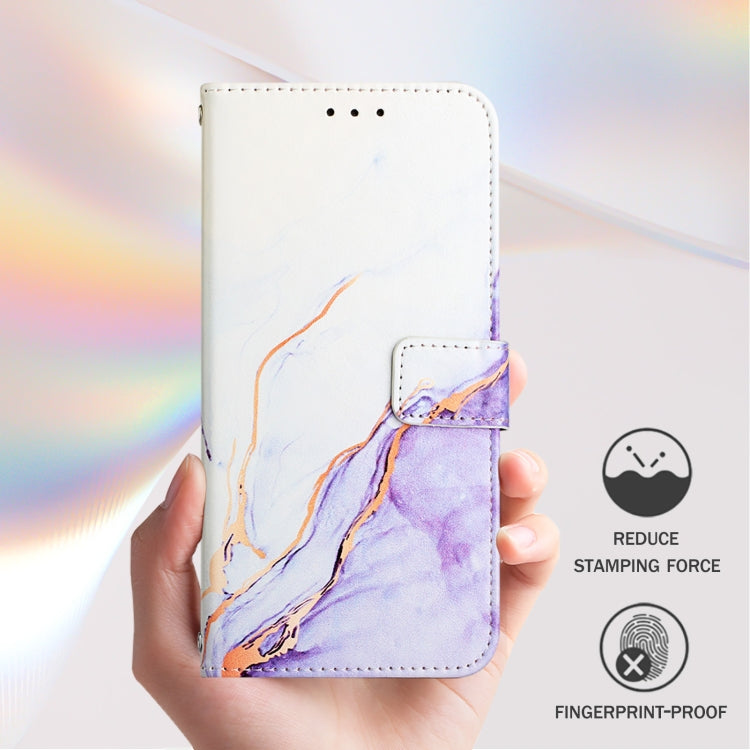 For iPhone SE 2024 PT003 Marble Pattern Flip Leather Phone Case(White Purple LS006) - More iPhone Cases by PMC Jewellery | Online Shopping South Africa | PMC Jewellery | Buy Now Pay Later Mobicred