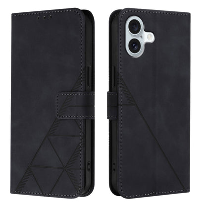 For iPhone 16 Plus Crossbody 3D Embossed Flip Leather Phone Case(Black) - iPhone 16 Plus Cases by PMC Jewellery | Online Shopping South Africa | PMC Jewellery | Buy Now Pay Later Mobicred