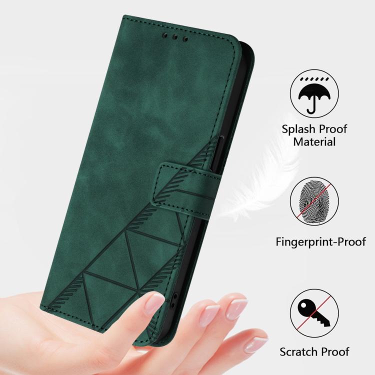 For iPhone 16e Crossbody 3D Embossed Flip Leather Phone Case(Dark Green) - iPhone 16e Cases by PMC TechLife | Online Shopping South Africa | PMC TechLife | Buy Now Pay Later Mobicred