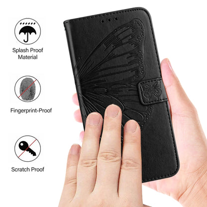 For iPhone 16 Pro Embossed Butterfly Leather Phone Case(Black) - iPhone 16 Pro Cases by PMC Jewellery | Online Shopping South Africa | PMC Jewellery | Buy Now Pay Later Mobicred