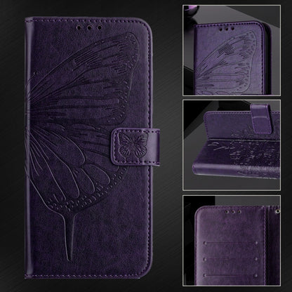 For iPhone 16 Pro Embossed Butterfly Leather Phone Case(Dark Purple) - iPhone 16 Pro Cases by PMC Jewellery | Online Shopping South Africa | PMC Jewellery | Buy Now Pay Later Mobicred