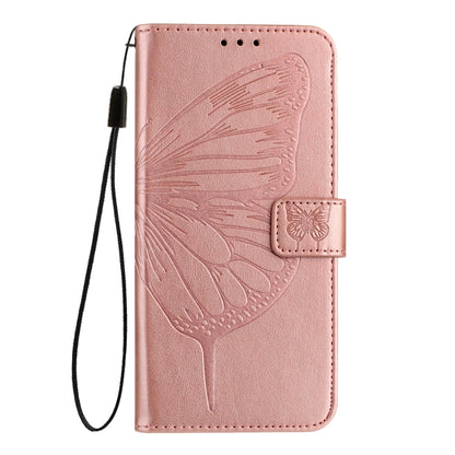 For iPhone 16 Pro Embossed Butterfly Leather Phone Case(Rose Gold) - iPhone 16 Pro Cases by PMC Jewellery | Online Shopping South Africa | PMC Jewellery | Buy Now Pay Later Mobicred