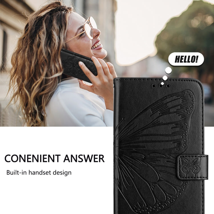 For iPhone 16 Plus Embossed Butterfly Leather Phone Case(Black) - iPhone 16 Plus Cases by PMC Jewellery | Online Shopping South Africa | PMC Jewellery | Buy Now Pay Later Mobicred