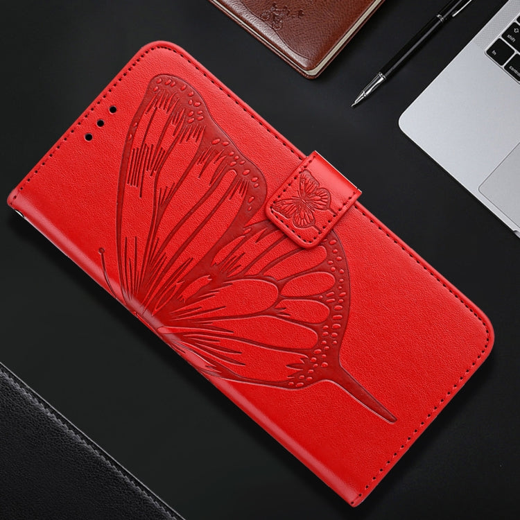 For iPhone 16 Plus Embossed Butterfly Leather Phone Case(Red) - iPhone 16 Plus Cases by PMC Jewellery | Online Shopping South Africa | PMC Jewellery | Buy Now Pay Later Mobicred