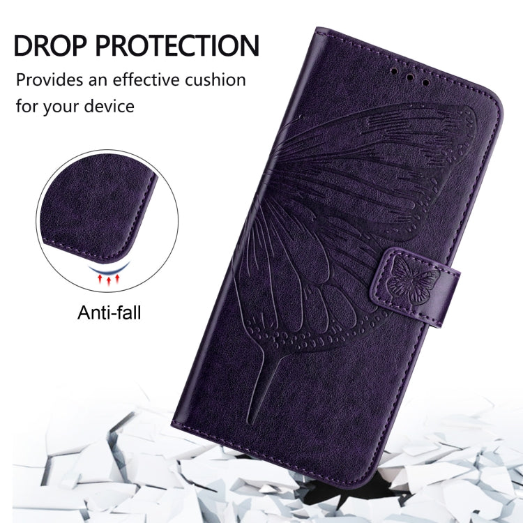 For iPhone 16 Embossed Butterfly Leather Phone Case(Dark Purple) - iPhone 16 Cases by PMC TechLife | Online Shopping South Africa | PMC TechLife | Buy Now Pay Later Mobicred