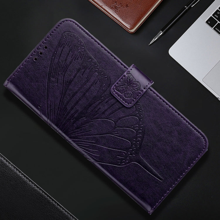 For iPhone 16 Embossed Butterfly Leather Phone Case(Dark Purple) - iPhone 16 Cases by PMC TechLife | Online Shopping South Africa | PMC TechLife | Buy Now Pay Later Mobicred