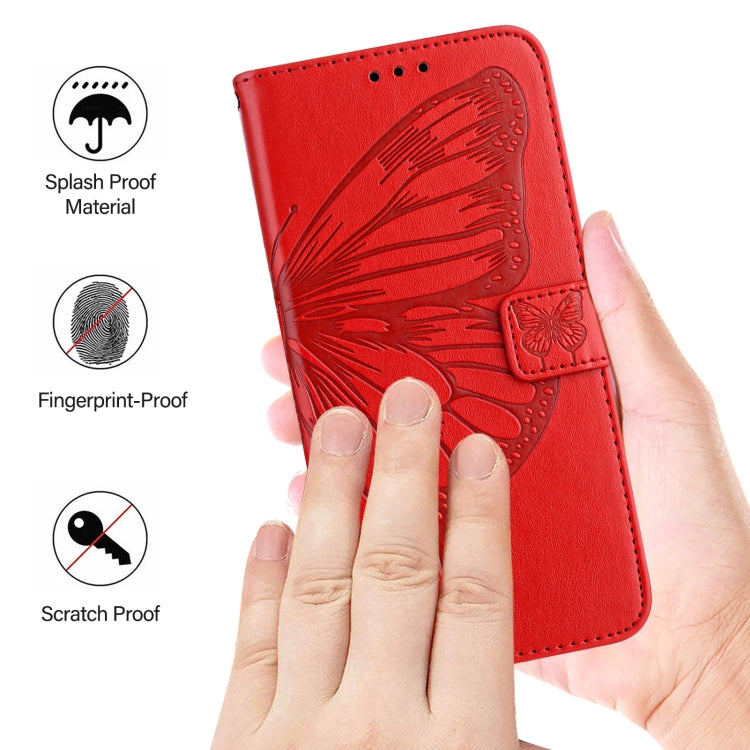 For iPhone 16 Embossed Butterfly Leather Phone Case(Red) - iPhone 16 Cases by PMC Jewellery | Online Shopping South Africa | PMC Jewellery | Buy Now Pay Later Mobicred