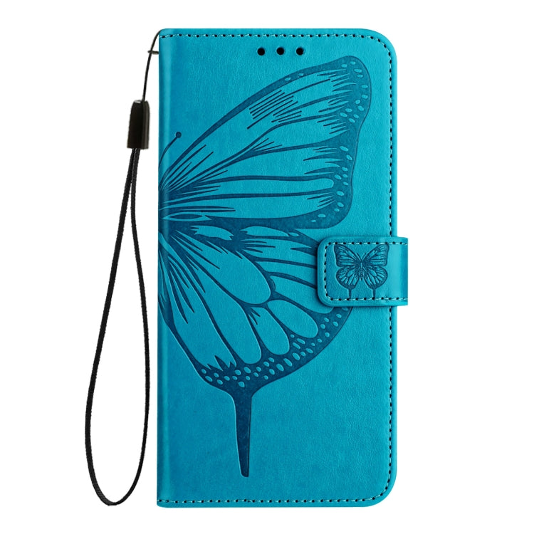 For iPhone 16 Embossed Butterfly Leather Phone Case(Blue) - iPhone 16 Cases by PMC Jewellery | Online Shopping South Africa | PMC Jewellery | Buy Now Pay Later Mobicred