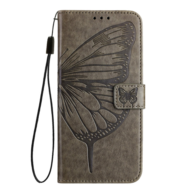 For iPhone 16 Embossed Butterfly Leather Phone Case(Grey) - iPhone 16 Cases by PMC TechLife | Online Shopping South Africa | PMC TechLife | Buy Now Pay Later Mobicred