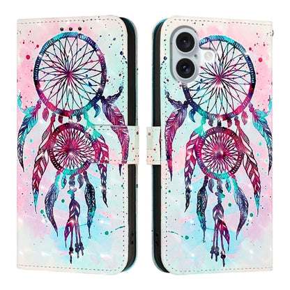 For iPhone 16 Plus 3D Painting Horizontal Flip Leather Phone Case(Color Drop Wind Chimes) - iPhone 16 Plus Cases by PMC Jewellery | Online Shopping South Africa | PMC Jewellery | Buy Now Pay Later Mobicred