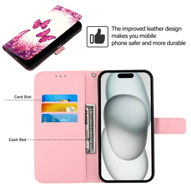 For iPhone 16 3D Painting Horizontal Flip Leather Phone Case(Rose Butterfly) - iPhone 16 Cases by PMC Jewellery | Online Shopping South Africa | PMC Jewellery | Buy Now Pay Later Mobicred