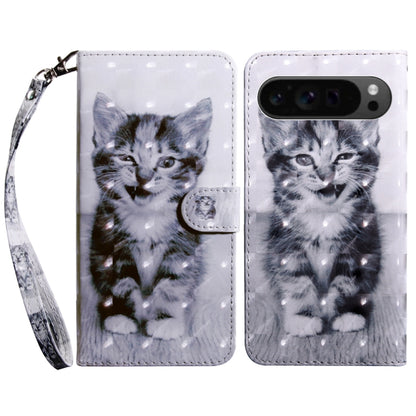 For Google Pixel 9 Pro 3D Painted Pattern Leather Phone Case(Smile Cat) - Google Cases by PMC Jewellery | Online Shopping South Africa | PMC Jewellery | Buy Now Pay Later Mobicred