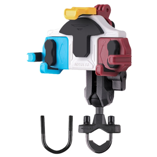 MOTOSLG Crab Motorcycle Phone Clamp Bracket U-Type Headbar Mount(Blue White Red) - Holder by MOTOLSG | Online Shopping South Africa | PMC Jewellery | Buy Now Pay Later Mobicred