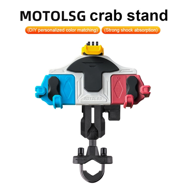 MOTOSLG Crab Motorcycle Phone Clamp Bracket L-Type Rear Mirror Mount(Black) - Holder by MOTOLSG | Online Shopping South Africa | PMC Jewellery | Buy Now Pay Later Mobicred