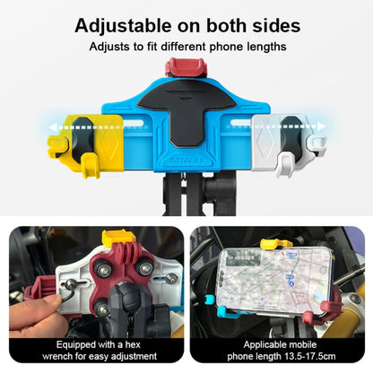 MOTOSLG Crab Motorcycle Phone Clamp Bracket O-Type Rear Mirror Mount with Anti-theft Lock(Blue White Red) - Holder by MOTOLSG | Online Shopping South Africa | PMC Jewellery | Buy Now Pay Later Mobicred