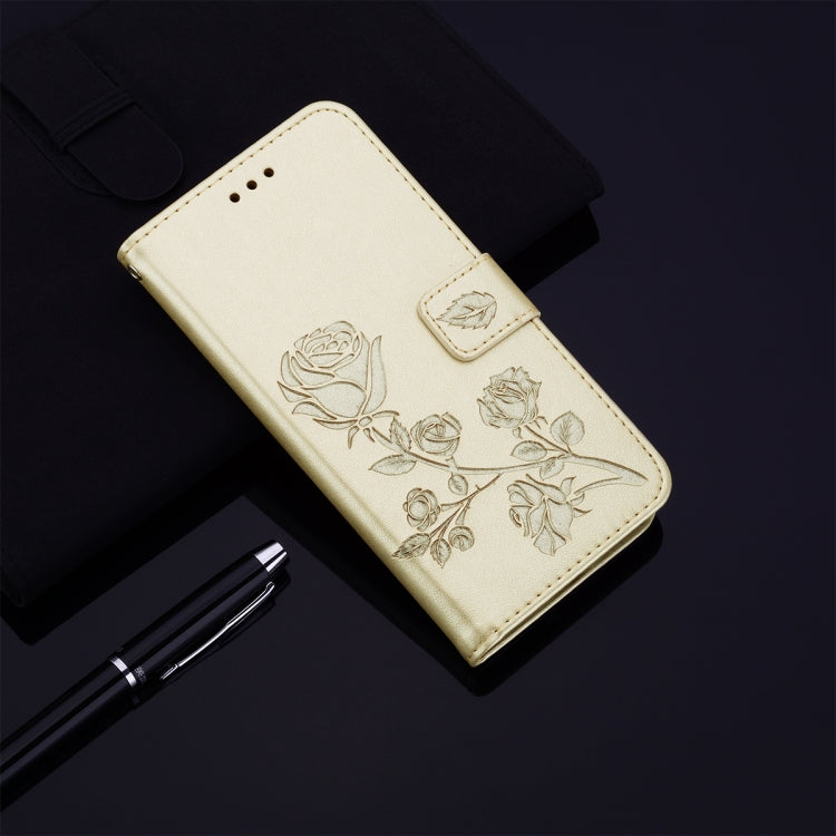 For Xiaomi Redmi A3 Rose Embossed Flip PU Leather Phone Case(Gold) - Xiaomi Cases by PMC TechLife | Online Shopping South Africa | PMC TechLife | Buy Now Pay Later Mobicred