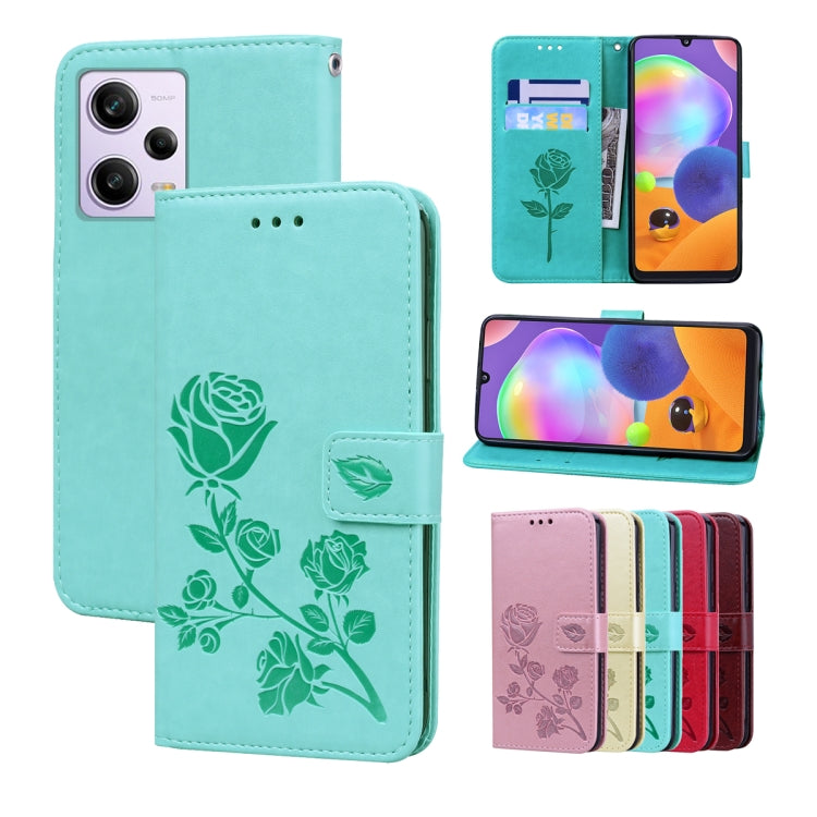 For Xiaomi Redmi Note 12 Pro 5G Global Rose Embossed Flip PU Leather Phone Case(Green) - Xiaomi Cases by PMC Jewellery | Online Shopping South Africa | PMC Jewellery | Buy Now Pay Later Mobicred