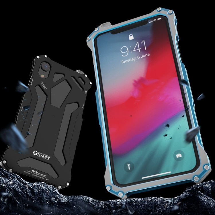 For iPhone XS Max R-JUST Shockproof Armor Metal Protective Case(Blue) - More iPhone Cases by R-JUST | Online Shopping South Africa | PMC Jewellery