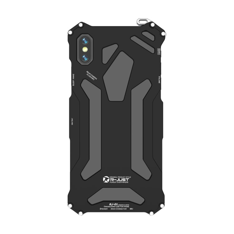 For iPhone X R-JUST Shockproof Armor Metal Protective Case(Black) - More iPhone Cases by R-JUST | Online Shopping South Africa | PMC Jewellery