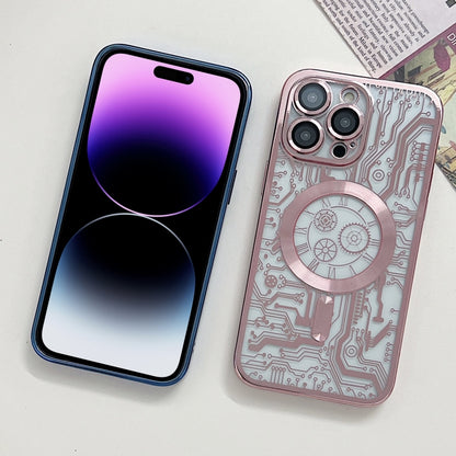 For iPhone 11 Pro Electroplated Circuit Board Pattern MagSafe Phone Case(Purple) - iPhone 11 Pro Cases by PMC Jewellery | Online Shopping South Africa | PMC Jewellery