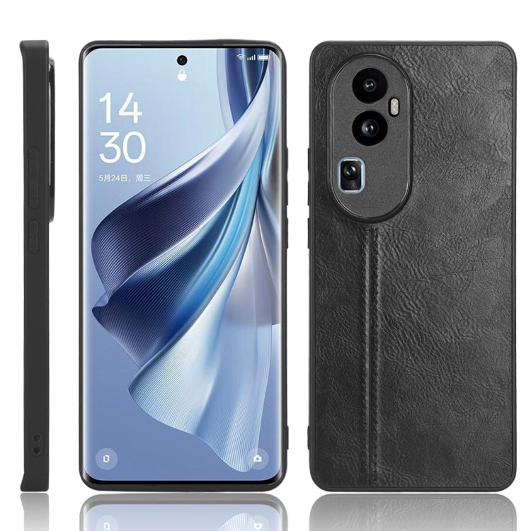 For OPPO Reno 10 Pro 5G Cow Pattern Sewing Back Cover Phone Case(Black) - OPPO Cases by PMC TechLife | Online Shopping South Africa | PMC TechLife