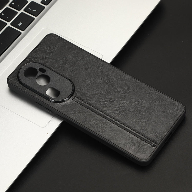 For OPPO Reno 10 Pro 5G Cow Pattern Sewing Back Cover Phone Case(Black) - OPPO Cases by PMC TechLife | Online Shopping South Africa | PMC TechLife