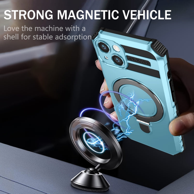 For iPhone 13 MagSafe Magnetic Holder Phone Case(Light Blue) - iPhone 13 Cases by PMC TechLife | Online Shopping South Africa | PMC TechLife