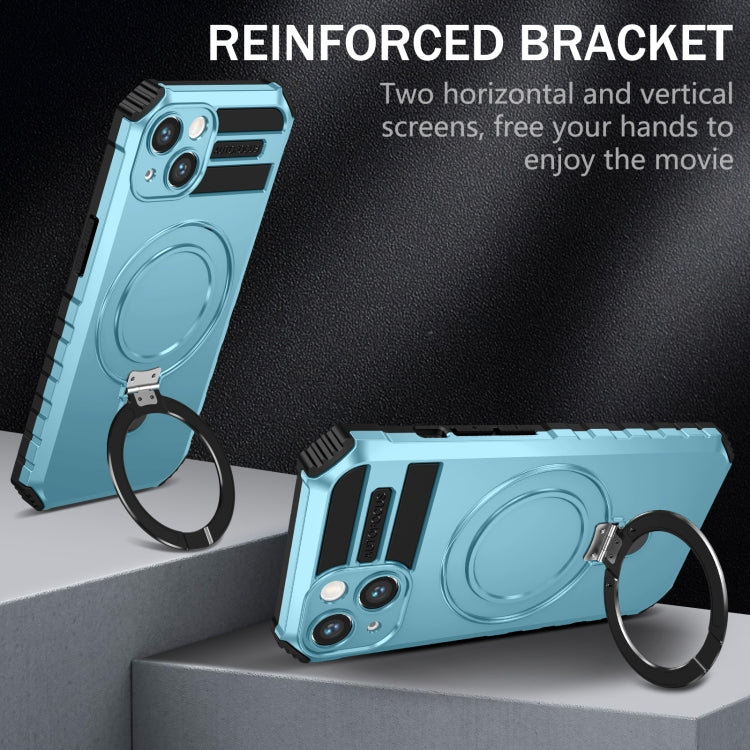 For iPhone 13 MagSafe Magnetic Holder Phone Case(Light Blue) - iPhone 13 Cases by PMC TechLife | Online Shopping South Africa | PMC TechLife