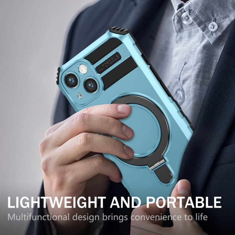 For iPhone 13 MagSafe Magnetic Holder Phone Case(Light Blue) - iPhone 13 Cases by PMC TechLife | Online Shopping South Africa | PMC TechLife