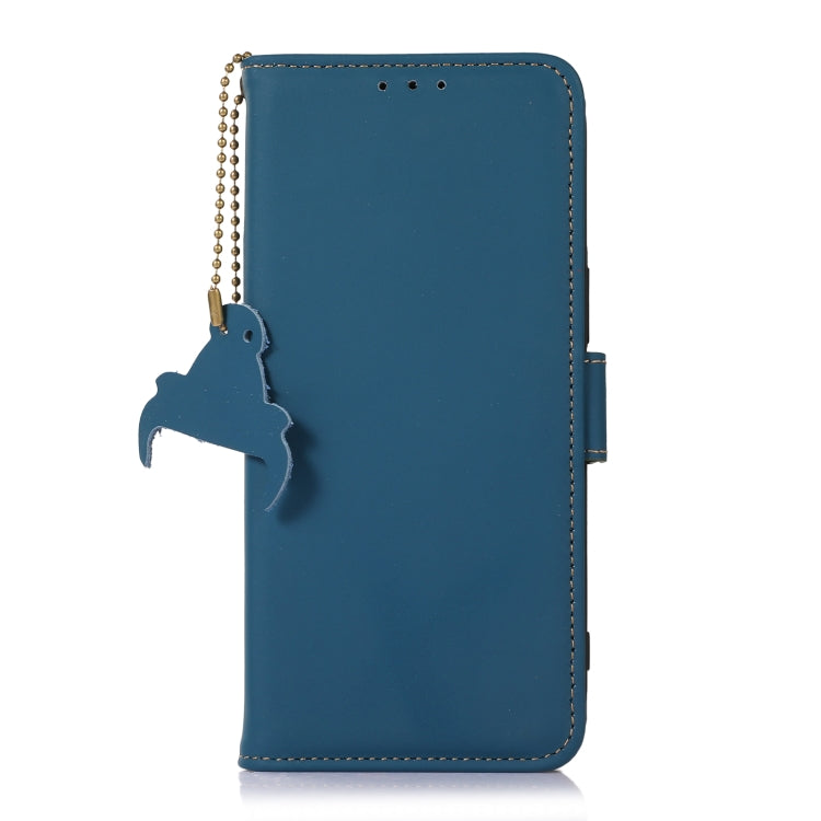 For OnePlus 12 Genuine Leather Magnetic RFID Leather Phone Case(Blue) - OnePlus Cases by PMC TechLife | Online Shopping South Africa | PMC TechLife | Buy Now Pay Later Mobicred
