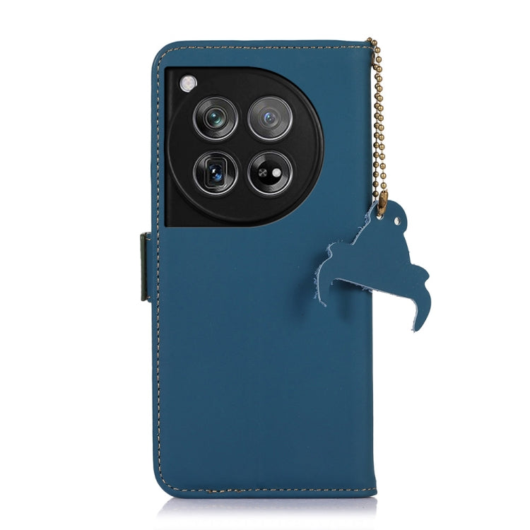 For OnePlus 12 Genuine Leather Magnetic RFID Leather Phone Case(Blue) - OnePlus Cases by PMC TechLife | Online Shopping South Africa | PMC TechLife | Buy Now Pay Later Mobicred