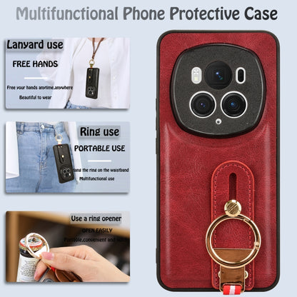 For Honor Magic6 Pro Wristband Leather Back Phone Case(Red) - Honor Cases by PMC Jewellery | Online Shopping South Africa | PMC Jewellery | Buy Now Pay Later Mobicred