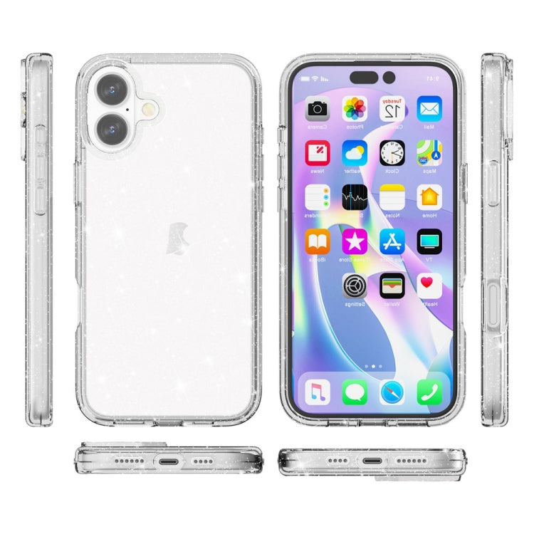 For iPhone 16 Plus Shockproof Terminator Glitter Powder Phone Case(White) - free shipping - PMC TechLife - Order now!