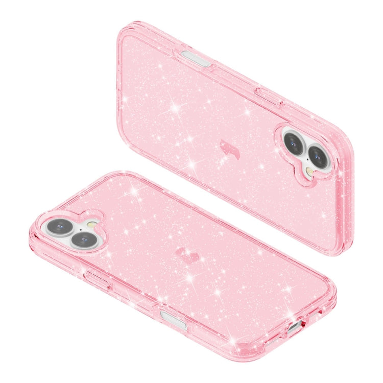 For iPhone 16 Shockproof Terminator Glitter Powder Phone Case(Pink) - iPhone 16 Cases by PMC Jewellery | Online Shopping South Africa | PMC Jewellery | Buy Now Pay Later Mobicred