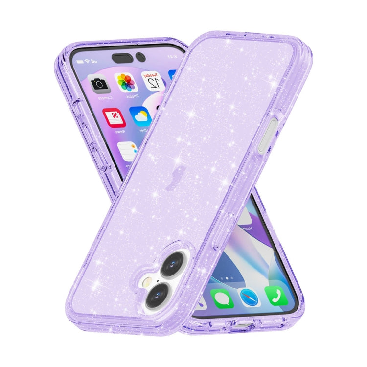 For iPhone 16 Shockproof Terminator Glitter Powder Phone Case(Purple) - iPhone 16 Cases by PMC Jewellery | Online Shopping South Africa | PMC Jewellery | Buy Now Pay Later Mobicred