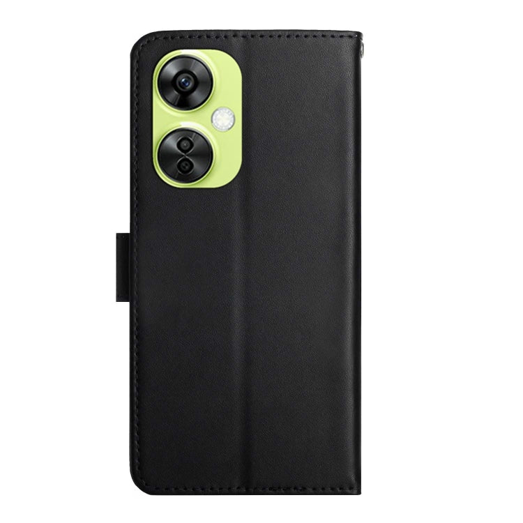 For OnePlus Nord CE 3 Lite Genuine Leather Fingerprint-proof Flip Phone Case(Black) - OnePlus Cases by PMC TechLife | Online Shopping South Africa | PMC TechLife | Buy Now Pay Later Mobicred