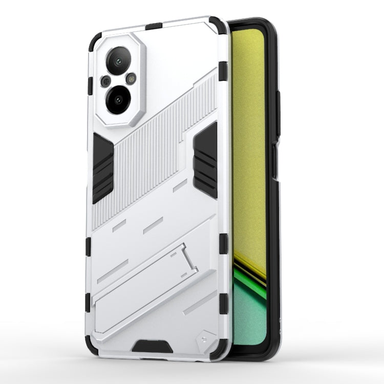 For Realme C67 4G Global Punk Armor 2 in 1 PC + TPU Phone Case with Holder(White) - Realme Cases by PMC Jewellery | Online Shopping South Africa | PMC Jewellery | Buy Now Pay Later Mobicred