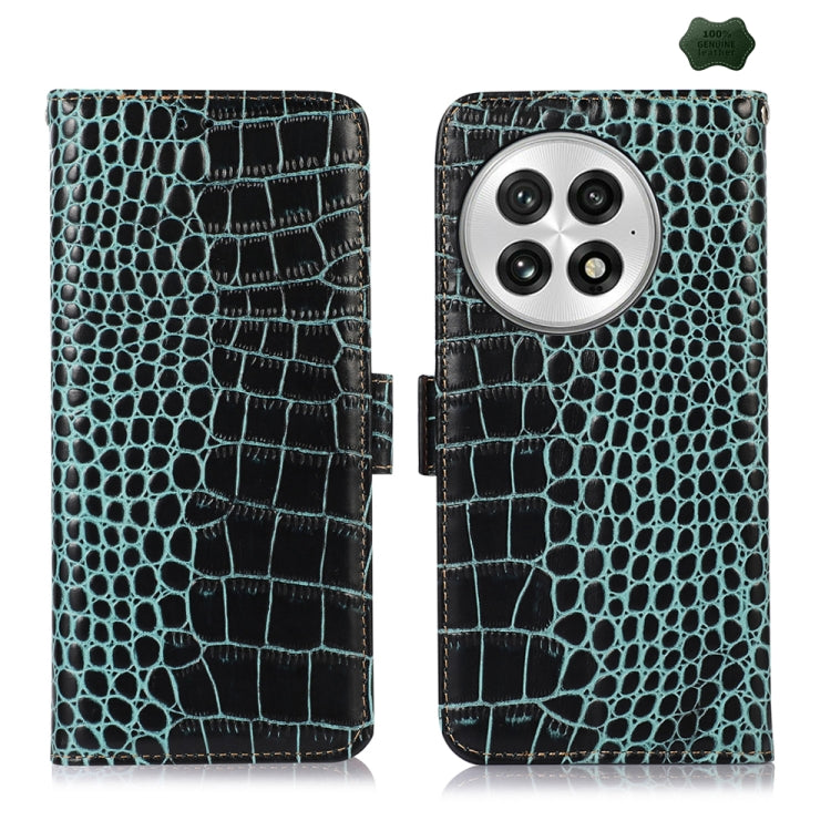 For OnePlus Nord 13 Crocodile Top Layer Cowhide Leather Phone Case(Green) - OnePlus Cases by PMC TechLife | Online Shopping South Africa | PMC TechLife | Buy Now Pay Later Mobicred
