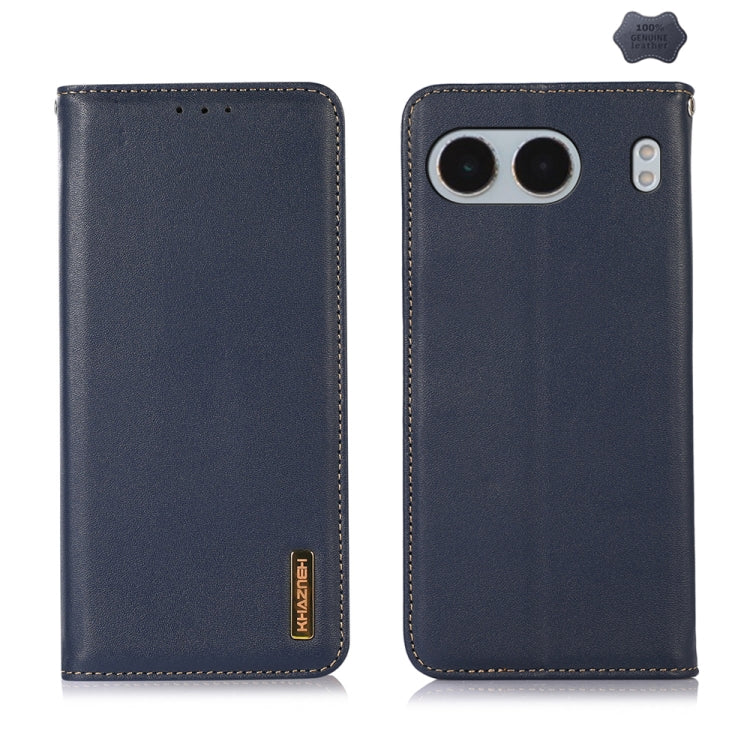 For OnePlus Nord 4 KHAZNEH Nappa Top Layer Cowhide Leather Phone Case(Blue) - OnePlus Cases by PMC TechLife | Online Shopping South Africa | PMC TechLife | Buy Now Pay Later Mobicred