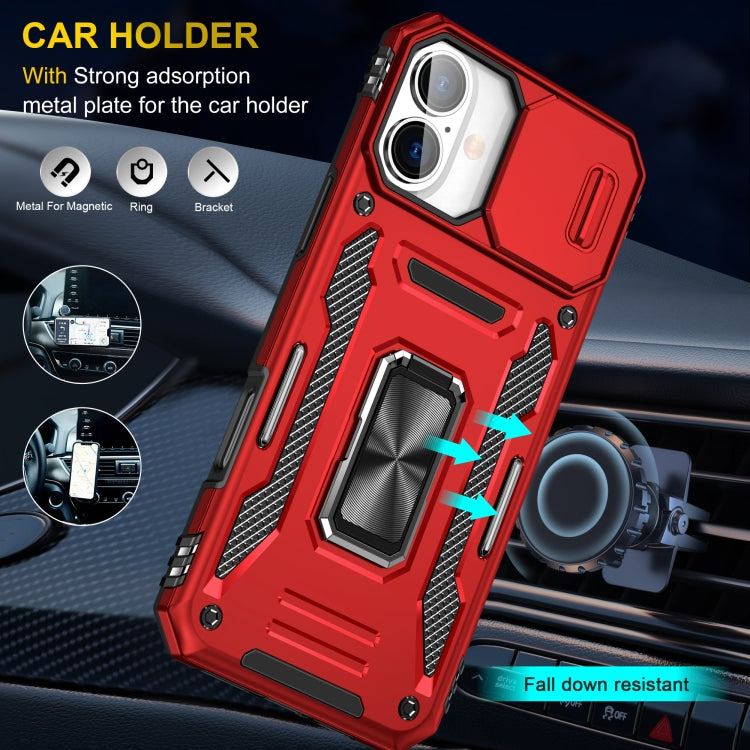 For iPhone 16 Plus Armor PC + TPU Camera Shield Phone Case(Red) - iPhone 16 Plus Cases by PMC TechLife | Online Shopping South Africa | PMC TechLife | Buy Now Pay Later Mobicred