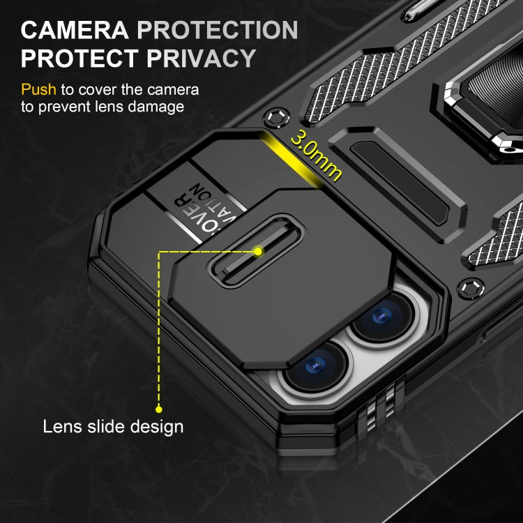 For iPhone 16 Armor PC + TPU Camera Shield Phone Case(Black) - iPhone 16 Cases by PMC TechLife | Online Shopping South Africa | PMC TechLife | Buy Now Pay Later Mobicred