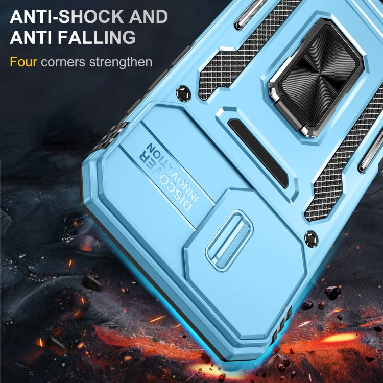 For iPhone 16 Armor PC + TPU Camera Shield Phone Case(Light Blue) - iPhone 16 Cases by PMC TechLife | Online Shopping South Africa | PMC TechLife | Buy Now Pay Later Mobicred