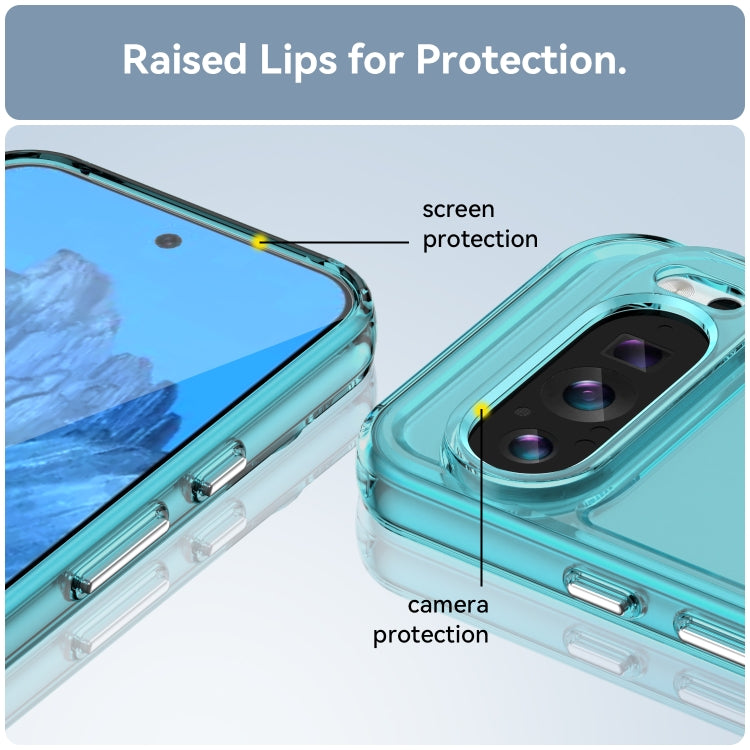 For Google Pixel 9 Candy Series TPU Phone Case(Transparent Blue) - Google Cases by PMC Jewellery | Online Shopping South Africa | PMC Jewellery | Buy Now Pay Later Mobicred