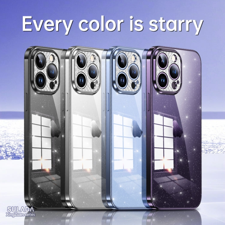 For iPhone 15 Plus SULADA Electroplated Transparent Glittery TPU Phone Case(Silver) - iPhone 15 Plus Cases by SULADA | Online Shopping South Africa | PMC TechLife | Buy Now Pay Later Mobicred