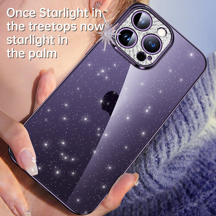 For iPhone 15 Plus SULADA Electroplated Transparent Glittery TPU Phone Case(Silver) - iPhone 15 Plus Cases by SULADA | Online Shopping South Africa | PMC TechLife | Buy Now Pay Later Mobicred